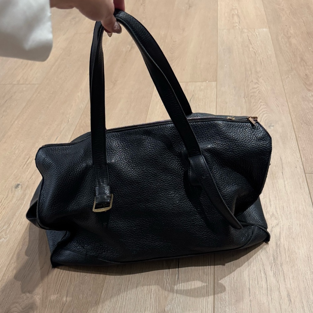 Black Leather Duffle Bag